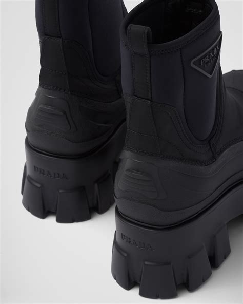 prada monlith boots|Prada monolith gabardine boots.